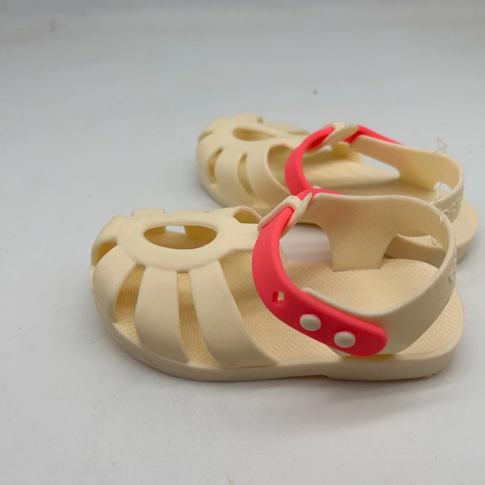 Bopeeps Girls Jelly Sandals Cream Pink Cage Rubber Shoes Toddler Size 8 US